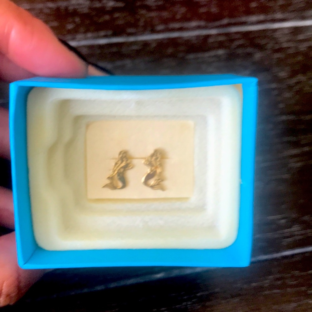 Little mermaid 14k gold earrings.